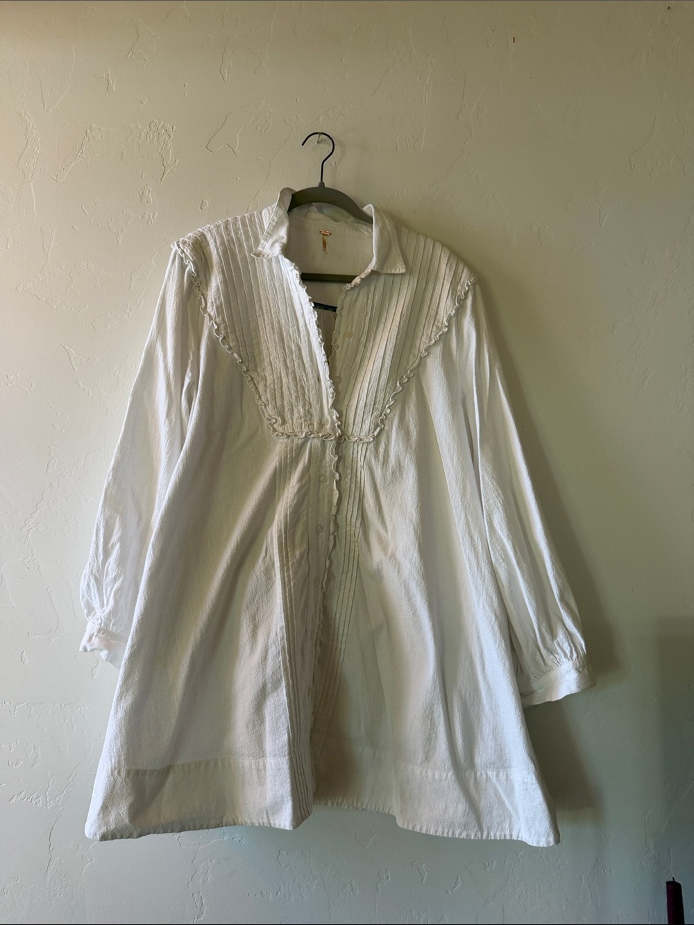 Free People White Pintuck Peasant Dress